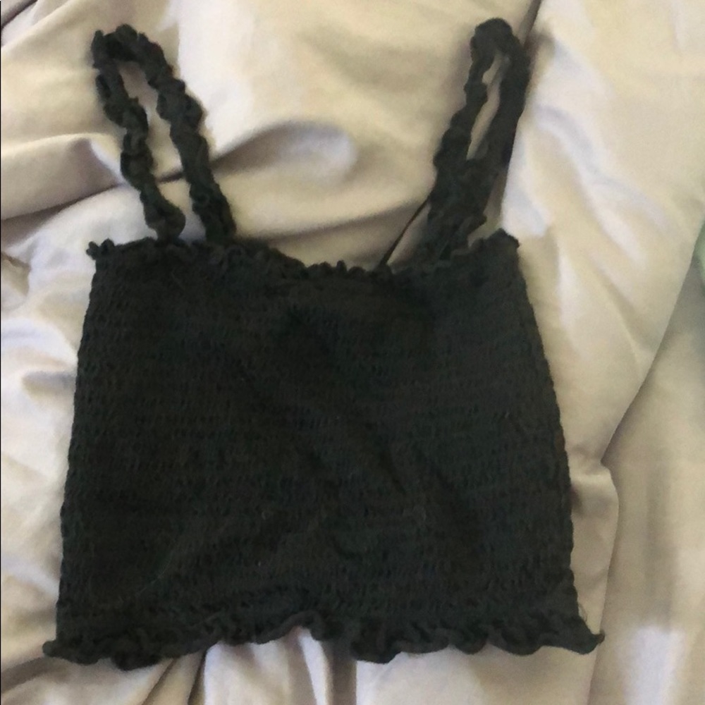 Black Ruffle crop top